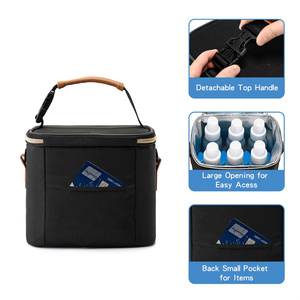 Bolsa Térmica para Leche Materna con Paquete de Hielo, Bolsa para Biberones con Correa para el Hombro, Bolsa Portátil Negra para Madres Lactantes - Product Image 6