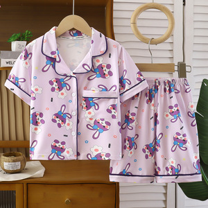 Nuovo Set <span class=keywords><strong>Pigiama</strong></span> <span class=keywords><strong>Estivo</strong></span> per Bambini 2 Pezzi in Poliestere Traspirante con Stampa Cartoon a Maniche Corte per Ragazzi e Ragazze - Product Image 2