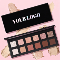 Palette de fards à paupières métalliques 12 couleurs, marque privée, fini mat, scintillant, haute pigmentation, waterproof, maquillage personnalisé, vente en gros
