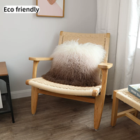 Coussin décoratif en peau de mouton tibétaine naturelle, style shaggy dégradé, pour la décoration intérieure de la maison