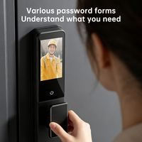 3D-Kamera Gesichtserkennung/Fingerabdruck/Handflächenbasierte Entsperrung/Tuya APP Fernbedienung Typ-C Schwarzes Aluminium Smart Türschloss mit Speicher