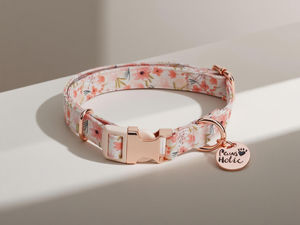 XS élégant imprimé fleurs de cerisier moderne luxe coton confortable collier de chien personnalisé avec des lumières Durable doux en gros - Product Image 4