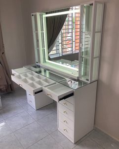 <span class=keywords><strong>Mesa</strong></span> <span class=keywords><strong>de</strong></span> Maquillaje Moderna y Duradera con Panel <span class=keywords><strong>de</strong></span> MDF, Luz LED y Joyeros, para Dormitorio o Apartamento, Diseño Blanco y Elegante - Product Image 6