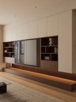 Mueble de TV Moderno con Panel de Madera y Luz LED, Personalizado de Fábrica, para Sala de Estar, con Almacenamiento y Fácil Montaje
