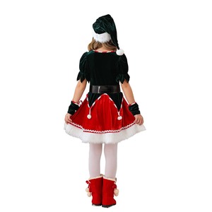 Костюм Санта-Клауса или эльфа для девочки на Рождество и Новый год с ушками и носками FCDR-037 - Product Image 4