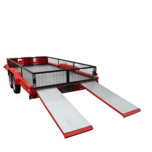 15 Ton Capacity Utility Box <b>Trailer</b> with Mesh Cage and Loading Ramps for Sale - Product Image 1