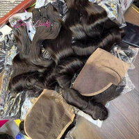 Extensions de cheveux naturels bruts Remy, ondulés, bouclés indiens, bouclés birmans, brésiliens, lisses, avec dentelle HD