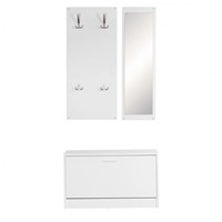 Crochets muraux et étagère de rangement de banc de chaussures d'arbre de Hall large moderne blanc minimaliste avec organisateur d'entrée de miroir