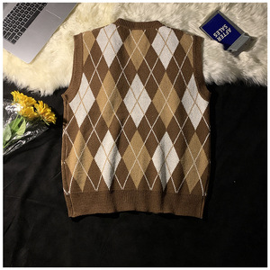 <span class=keywords><strong>Gilet</strong></span> Senza Maniche in Maglia di Poliestere con Motivo a Griglia Diamantata 3D per <span class=keywords><strong>Uomo</strong></span>, Formale, Traspirante, Scollo a V, Taglie Forti, Collezione 2025 - Product Image 5