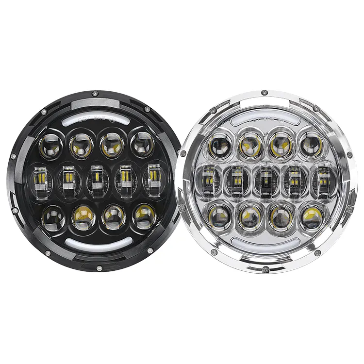 ASEND-faro led de 105W, luz de 7 pulgadas con señal de giro ámbar, halo DRL blanco, diseño popular para Defender