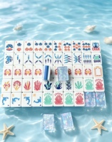 Nouvel ensemble de Mahjong américain en acrylique transparent bleu, style marin, 4 couches, portable et durable