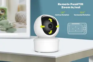 Caméra de surveillance vidéo pour bébé Écran de 5.0 pouces Discussion bidirectionnelle Vision nocturne Numérique 3000mAh Caméra de surveillance pour bébé à 360 degrés