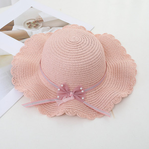 Ensemble 2 pièces <span class=keywords><strong>Chapeau</strong></span> <span class=keywords><strong>de</strong></span> <span class=keywords><strong>paille</strong></span> et sac à main Summer Girl Children New Flower Bowknot Beach Cap Straw Hat Panama Kid Baby Girl Sun Hat - Product Image 6