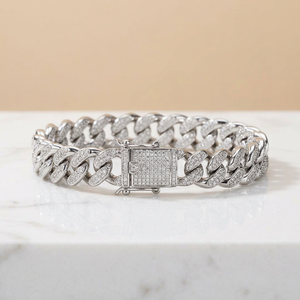 Bracelet chaîne cubaine unisexe en moissanite VVS 13 mm fait main, plaqué argent, passe le test du diamant, idéal pour les fêtes et comme cadeau - Product Image 3