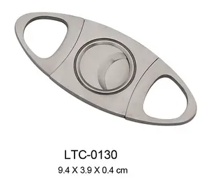 Wholesale Stainless Steel Double Blade Free Logo Toothing Serration Hackly Zigzag Sawtooth Wave Jagged Cigar Cutter