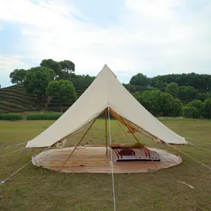 Tùy Chỉnh Chống Cháy Và Nấm Mốc Kháng Đôi Cửa Bông Vải Chuông LỀU 5M 6M Glamping Lều Ngoài Trời