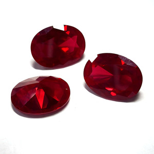 รูปทรงวงรี 15x20 มม. 5 #    พลอยสีแดงสังเคราะห์ คอรันดัม สำหรับทำเครื่องประดับ - Product Image 5