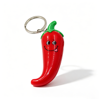 Llavero de Plástico LED con Forma de Pimiento Verde, Amarillo y Rojo, con Luz y Sonido