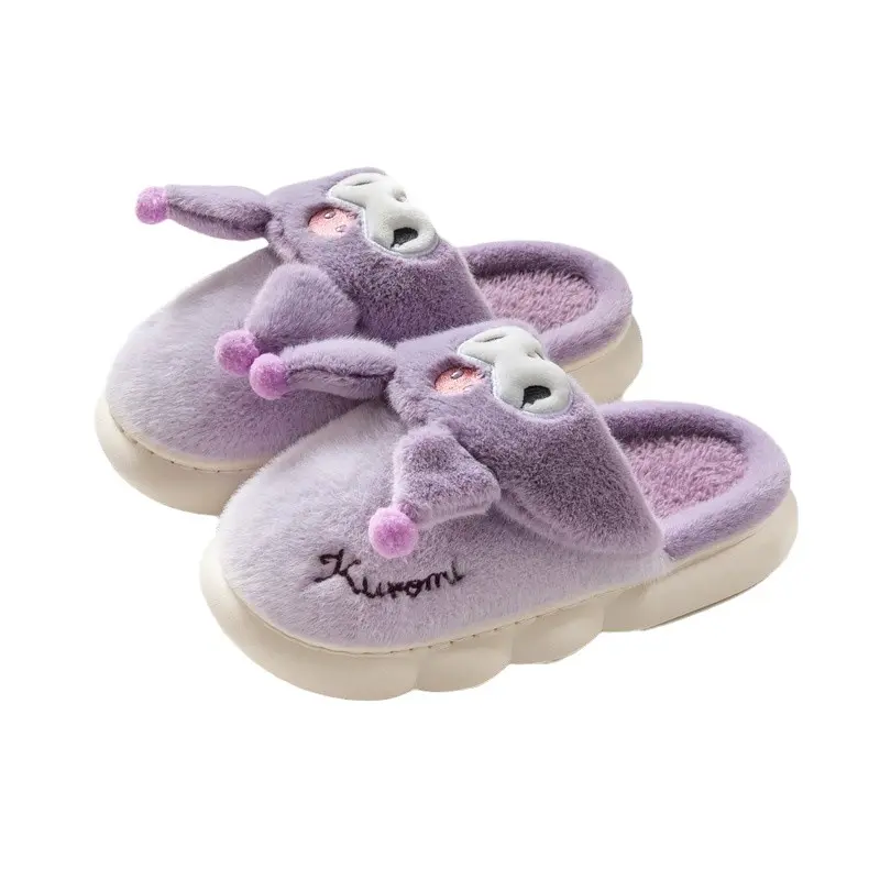 S3529 Venta al por mayor Sanrio Kulomi Big Eye Frog Melody Hello Kitty Zapatillas de algodón para niños zapatillas para padres e hijos