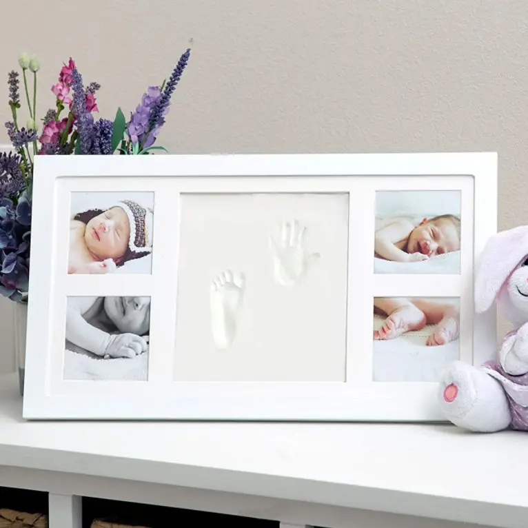 Clay Baby Hand and Footprint Kit with Photo Wall Mount Frame KitFootprint & Handprint Keepsake for Birthdays & Family Frame