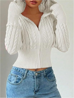 Sweat à capuche zippé décontracté pour femme en 100 % coton, tricot torsadé, manches longues, veste d'automne, vêtement d'extérieur, logo personnalisé OEM, vente en gros