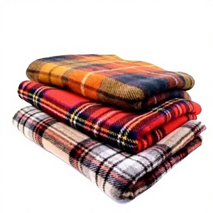 Plaid en laine à carreaux, poids moyen, en flanelle brossée suédée, textile de maison pour lit et canapé, usage hivernal - Product Image 2