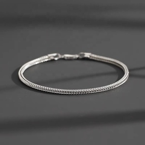 S925 argento Sterling sottile Hip-hop tessuto <span class=keywords><strong>volpe</strong></span> coda d'argento <span class=keywords><strong>bracciale</strong></span> per coppie semplice catena - Product Image 2
