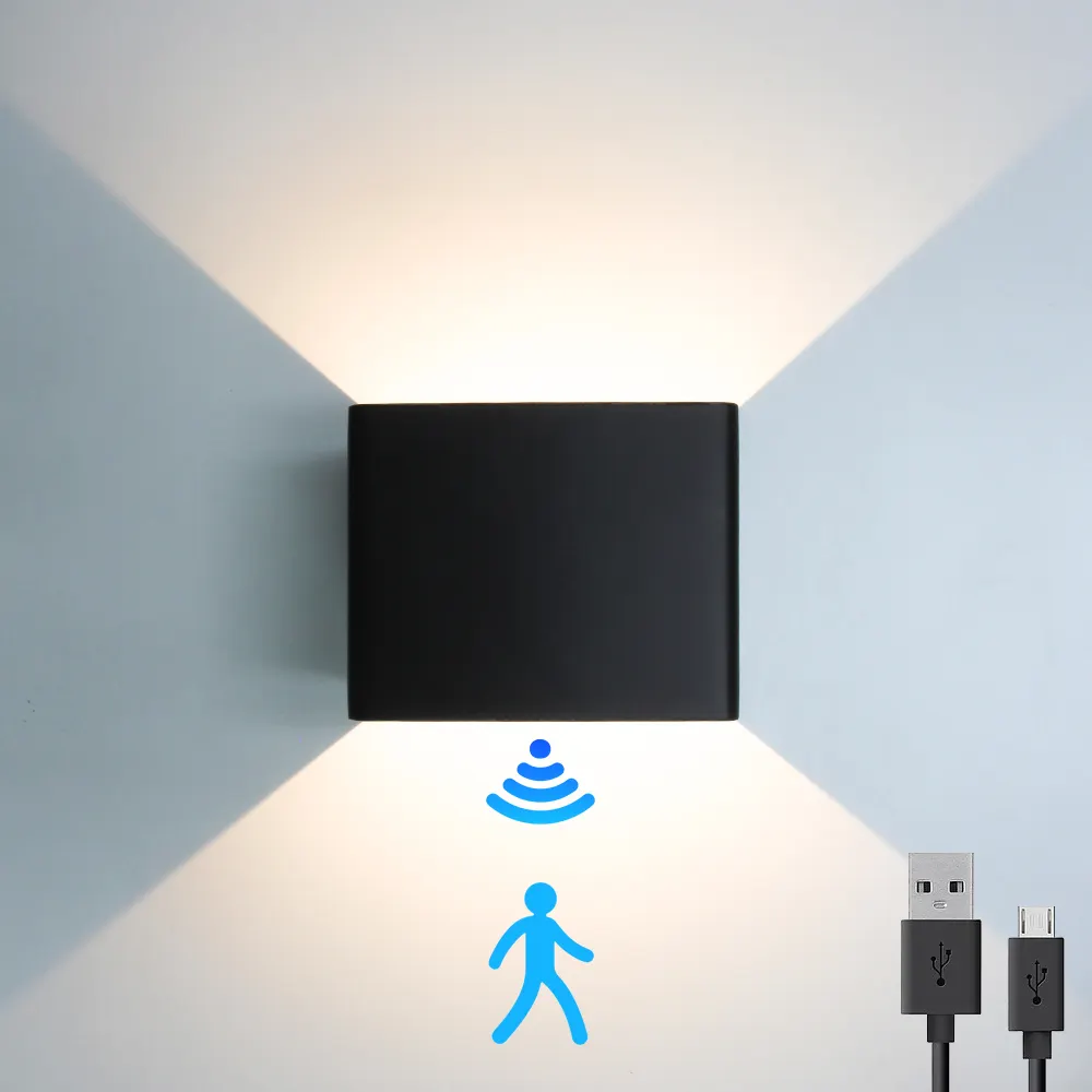 بطارية تعمل داخلي وحدة إضاءة LED جداريّة ضوء مع بطارية USB-قابلة للشحن جدار الإضاءة ل مدخل الرواق الدرج