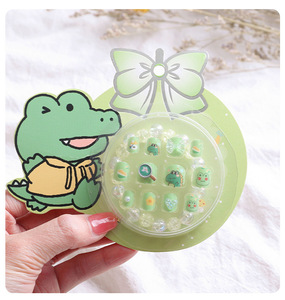 12 Uds./caja, Lindas <span class=keywords><strong>Uñas</strong></span> Postizas Autoadhesivas con Dibujos Animados de Osos y Gatos para Niñas, <span class=keywords><strong>Uñas</strong></span> Postizas Personalizadas para Niños con Pulsera - Product Image 4