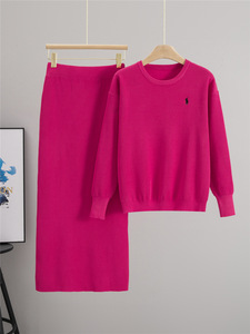 Elegante Completo in Maglia a 2 Pezzi per Donna: Maglione a Maniche Lunghe e Gonna Lunga Aderente a Vita Alta, Set Morbido a Costine per il Tempo Libero, Tuta Autunnale - Product Image 5
