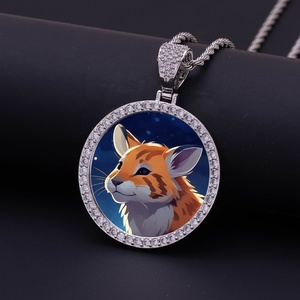 Pendentif Mémoire <span class=keywords><strong>Photo</strong></span> Personnalisé DIY 43MM, Grand Cadre <span class=keywords><strong>Photo</strong></span> Circulaire en Or Hip Hop avec Zircons Cubiques Glacés Créés en Laboratoire, Breloque pour Collier - Product Image 6