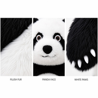 Costume de Mascotte Panda Gonflable en Peluche et Fausse Fourrure pour Halloween, Combinaison Intégrale de 2,0-3,0 M de Haut avec Batterie Incluse pour Spectacles