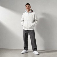 Sweat à capuche zippé en molleton de coton et bambou 450g pour homme, imprimé dessin animé, respirant, coupe-vent, tenue décontractée d'automne