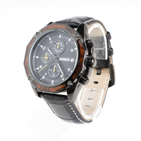Montres pour hommes en acier inoxydable carrées 3 ATM, avec bracelet en cuir et cristaux, design simple, style Fossil, vente en gros