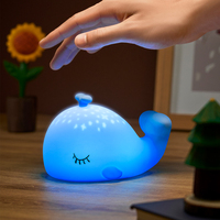Veilleuse en silicone en forme de baleine, contrôle tactile doux, rechargeable par USB, lampe de chevet à bruit blanc pour chambre de bébé