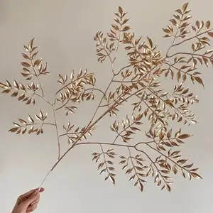 Fournitures de décoration d'événements, hortensia en or, fleur artificielle, feuilles de bambou, feuille de palmier perse, décorations de luxe pour la maison