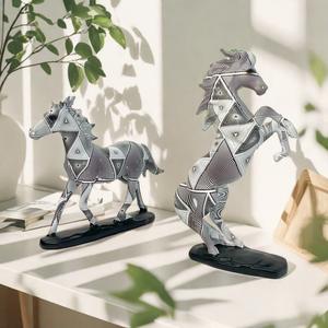 New Epoxy <b>Resin</b> Sculpted Folk Art Prancing Horse Ornament Home Desktop Office Successful Decoration Housewarming Opening - Product Image 2