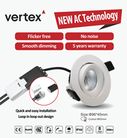 Downlight COB sans scintillement AC 220V en aluminium, angle de faisceau de 36 degrés, spot encastré au plafond moderne IP44, garantie 5 ans