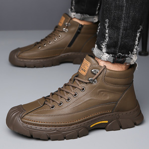 Men Winter Ankle Boots Genuine Leather Plush Lining Rubber Outsole Anti-Slippery Snow Boots - Product Image 1