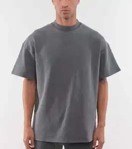 럭셔리 개인 상표 남성 하이 스트리트 220 280 그램 무거운 대형 티셔츠 두꺼운 리브 넥 300 코튼 퍼프 인쇄 tshirt