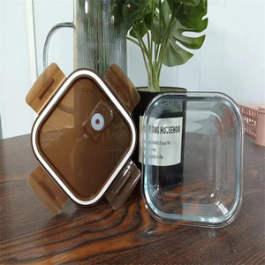 Thân Thiện Với Môi Thực Phẩm Thủy Tinh Container Với Nắp Tre Kính Hộp Ăn Trưa Lò Microwave Ăn Trưa Container Bộ - Product Image 4