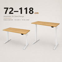Bureau assis-debout électrique ergonomique à cadre blanc, réglable en hauteur avec un seul moteur, pour la maison, le bureau ou la salle d'étude