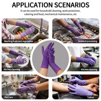 Gants jetables en nitrile de qualité alimentaire, longs jusqu'aux coudes, de 12 pouces, de couleur violette, pour le nettoyage des toilettes, la vaisselle et le nettoyage ménager