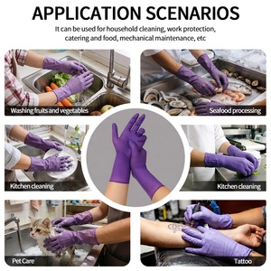 Gants jetables en nitrile de qualité alimentaire, longs jusqu'aux coudes, de 12 pouces, de couleur violette, pour le nettoyage des toilettes, la vaisselle et le nettoyage ménager - Product Image 4