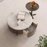 Table Basse Ronde Portable de Luxe Moderne et Élégante – Ensemble Table à Thé en Bois Écologique pour Salon – Meuble de Maison Tendance