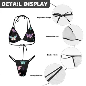 Conjunto de baño de lujo para mujer, 2 uds., personalizado, Sexy, Halter, triángulo, Top, Push, Espalda descubierta, traje de baño, estampado, dos piezas, <span class=keywords><strong>tangas</strong></span> lavadas - Product Image 6