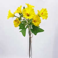 Buket Bunga Morning Glory Buatan 38cm, Bunga Terompet Sutra untuk Dekorasi Vas Pernikahan dan Rumah, Bundel Bunga Morning Glory Biru