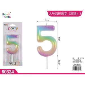 Colorato numero 5 torta di buon compleanno a forma di cera candela di compleanno per feste eventi di Pasqua e Capodanno - Product Image 1