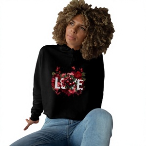 Sudadera con Capucha para Mujer con Estampado de Corazón de Cereza, Sudadera de Felpa de Algodón con Estampado Floral, Ropa Informal Cómoda - Product Image 5