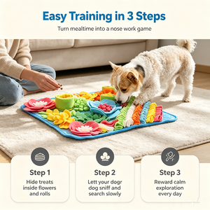 Alfombra Olfativa para Perros, Juguete de Enriquecimiento, Almohadilla de Alimentación Lenta Interactiva para Aliviar la Ansiedad, con Diseño Floral de Poliéster - Product Image 4